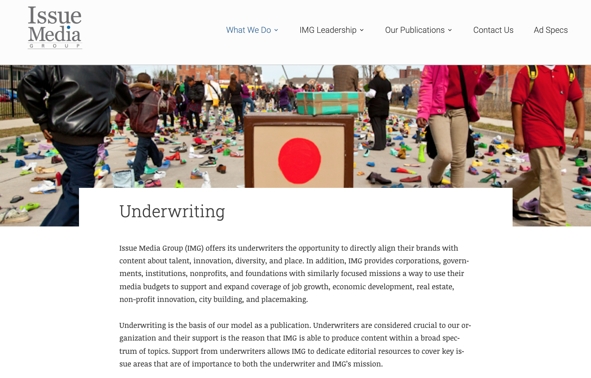 screenshot of Issue Media Group's website