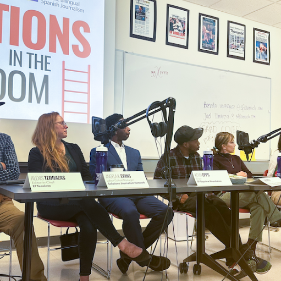 Panelists from El Tecolote, SF Bay View and SF State Journalism Department discuss what solutions journalism offers multicultural communities and workers.