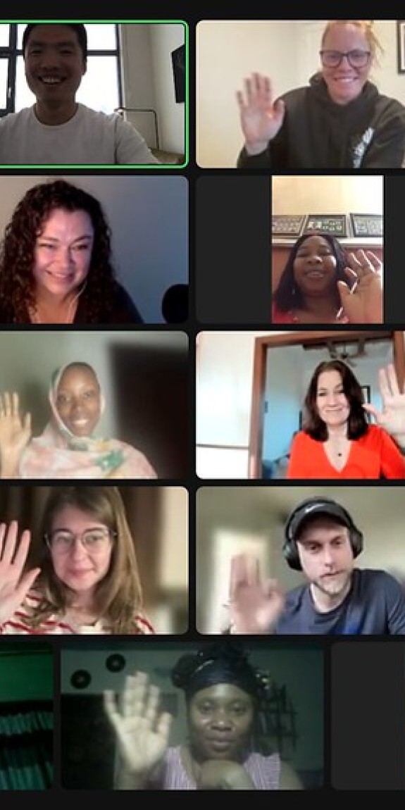 Train-the-Trainers participants wave on a Zoom screen