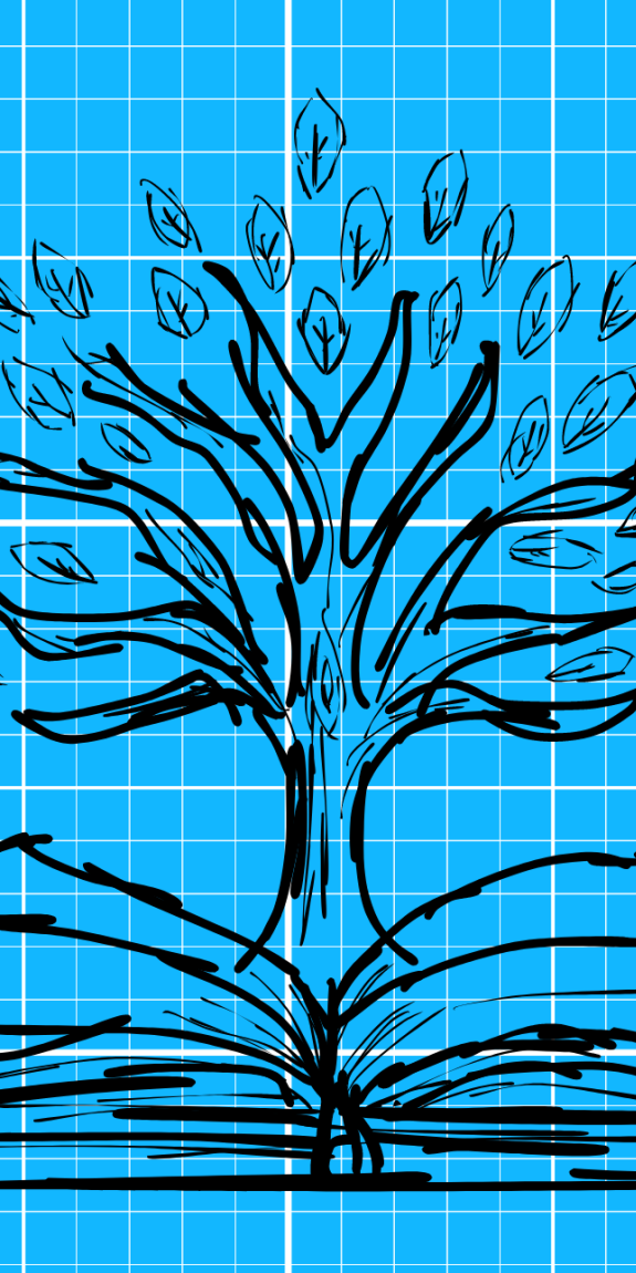 A tree grows out of an open book