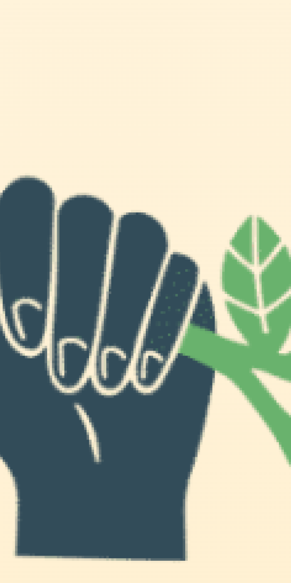 A fist is closed tightly on a flower