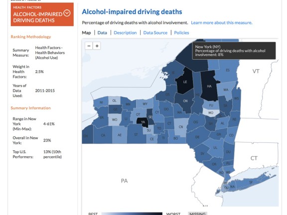 Alcohol-impaired driving deaths heat map