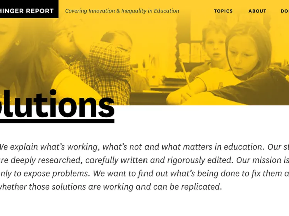 Hechinger Report describes their solutions journalism on their website