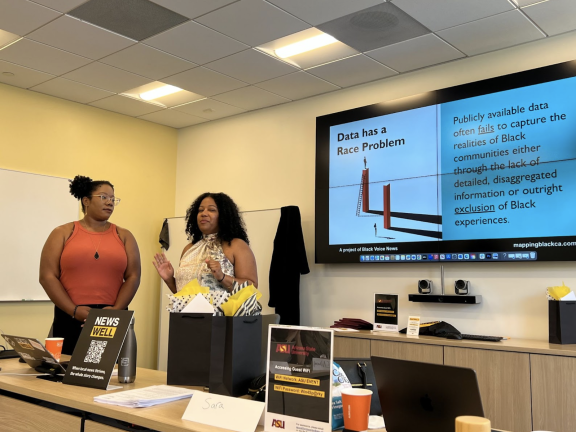 Alex Reed, project manager, and Candice Mays, project director, of Mapping Black California.  Photo: Sharon Bloyd-Peshkin