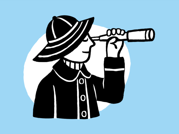 A sailor looks through a spyglass