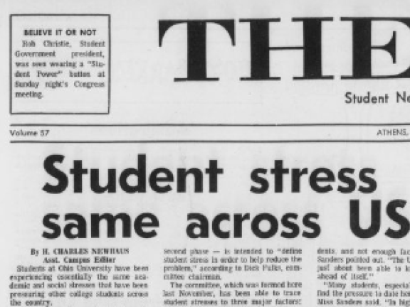 The Post newspaper shows a headline "Student stress same across US"
