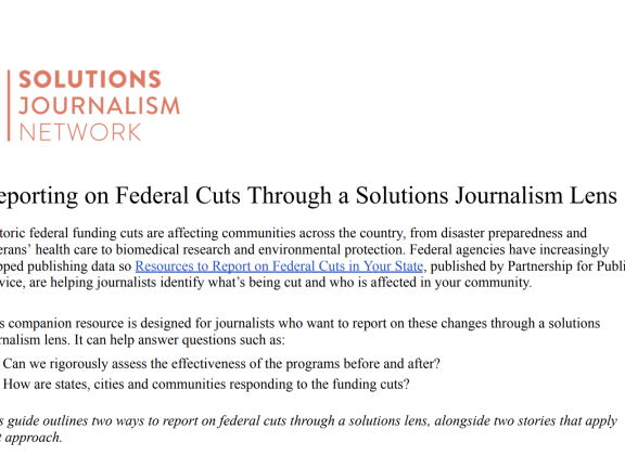 Reporting on Federal Cuts Through a Solutions Journalism Lens