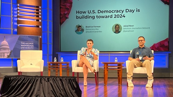 Democracy Day presentation at a conference