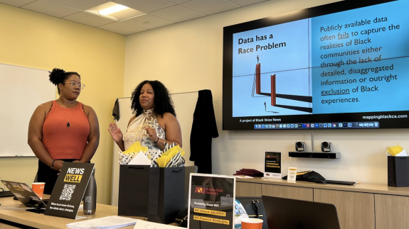 Alex Reed, project manager, and Candice Mays, project director, of Mapping Black California.  Photo: Sharon Bloyd-Peshkin