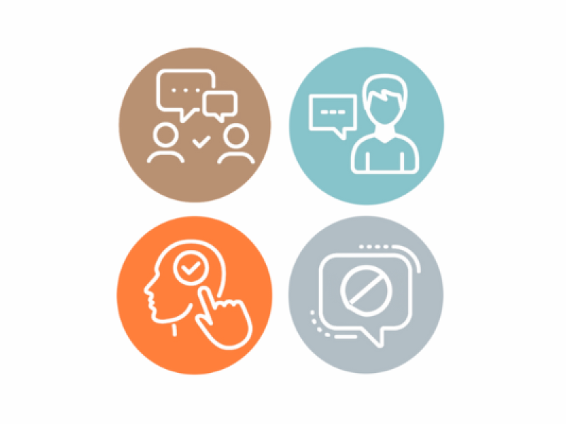 Icons show solutions journalism's four elements
