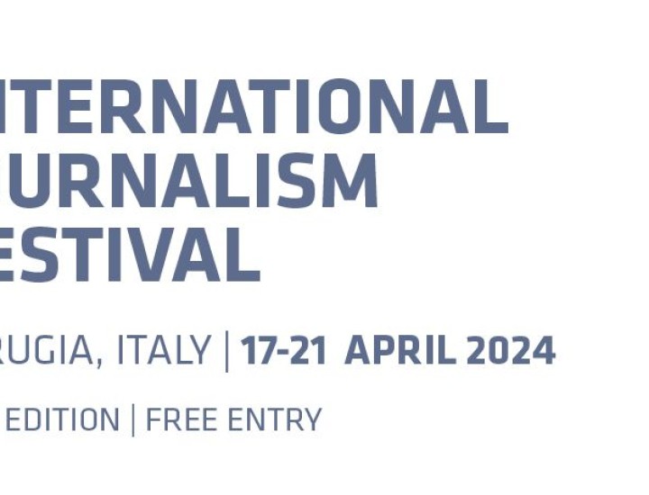 International Journalism Festival is written next to speech bubbles in different colors