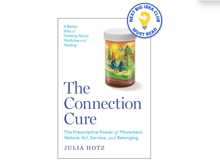 The Connection Cure book cover shows a pill bottle with trees drawn on it