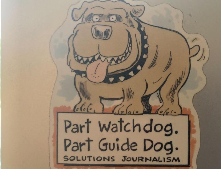 Text under an illustration of a dog says "Part watchdog, part guide dog."