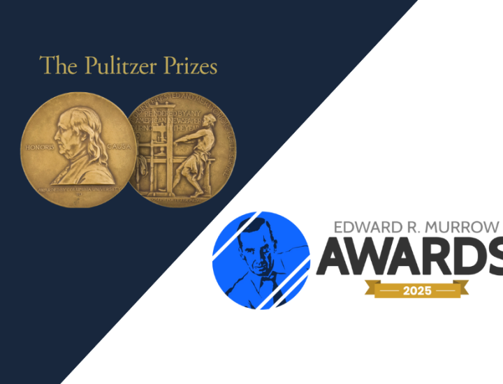 Logos for the Pulitzer Prizes and Edward R. Murrow Awards