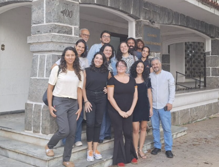 Journalists pose for a photo in Brazil