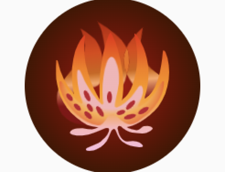 Flames on a red background