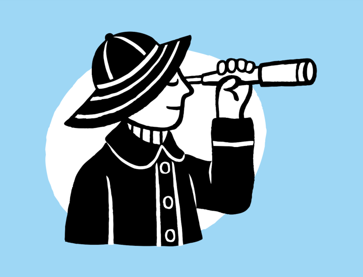 A sailor looks through a spyglass