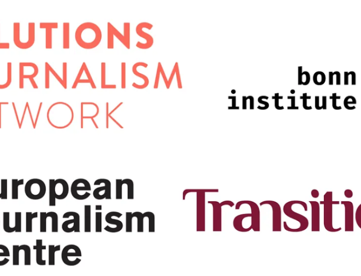 Logos for Solutions Journalism Network, Bonn Institute, Transitions, and European Journalism Centre