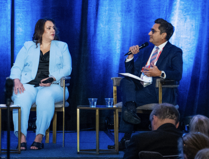 People speak on a panel