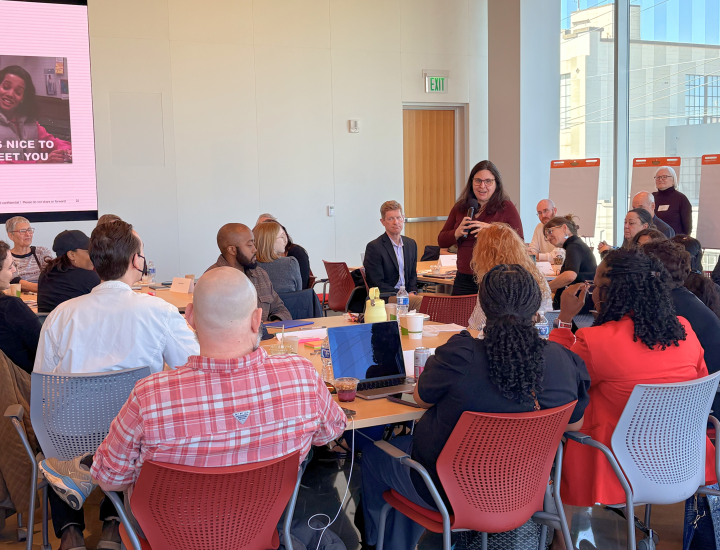 An Accelerator program participant shares her thoughts in a kick-off gathering