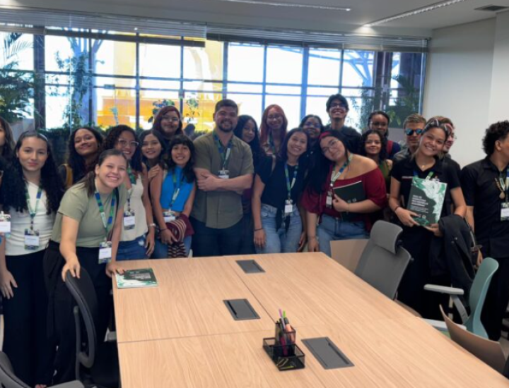 Journalists pose for a photo in Brazil