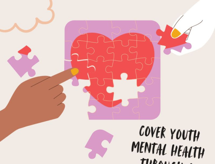 Illustrations of a heart puzzle being put together