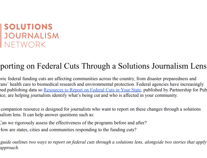 Reporting on Federal Cuts Through a Solutions Journalism Lens